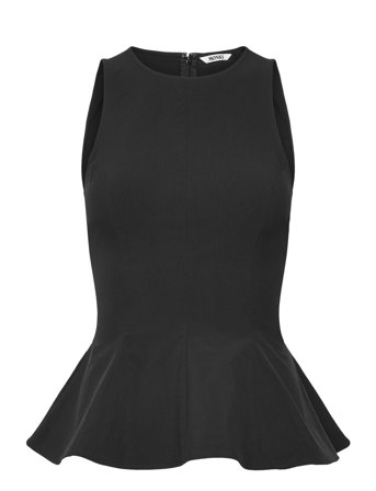 Monki Fitted Nylon Peplum Top - Black - 40