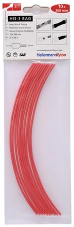 Hellermann Tyton HIS-3 Bag 1,5/0,5 Krympslang 1,5/0,5 x 200 mm, 10-pack Röd, Installationsmaterial