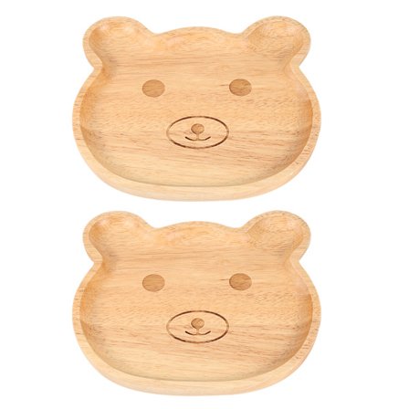 2 st tecknade björn trä kex godis bricka snacks frukt tallrikar hållare dekoration