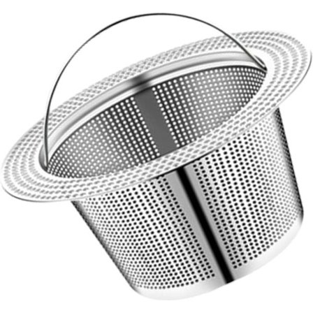 Kjøkkenvask sil i rustfritt stål, dyp avløpsfilterkurv, enkel kumdesign, finmasket sølv