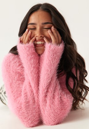 ONLY - Onllulu Ls Rib Highneck Cc Knt - Sea Pink - Kläder - - Bubbleroom