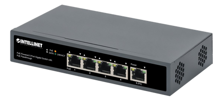 INTELLINET PoE-Powered 5-Port Gigabit Switch with PoE Passthrough