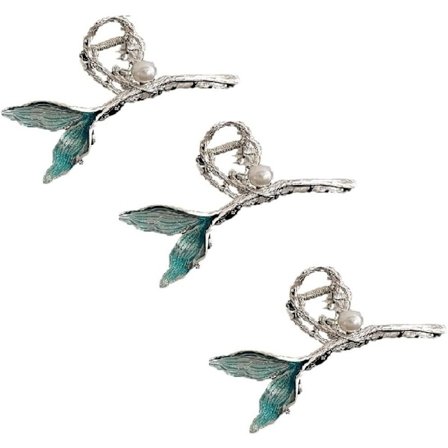 3 stk. Perlefisk Hale Overdimensionerede Metal Hårnåle til Kvinder Nakke Hajklemmer