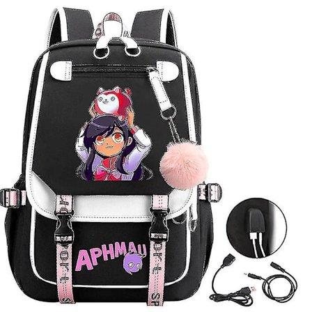 Aphmau Anime Ryggsekk 3D-trykt Tegneserie Oxford Vanntett Full Ball USB Skolesekk Gutter Jenter Studenter Stor Kapasitet Ryggsekk-yvan 8