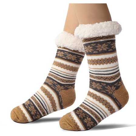 Gulvsokker, varme vintersokker, innesokker, peiskosetøfler, varme sklisikre hussokker for voksne, sklisikre tøffelsokker, tykke plysjsokker