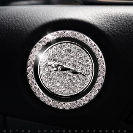 1 stk krystall rhinestone dekor til jaguar bilmotor start/stopp knapp, bling biltilbehør, trykk for å starte knapp, nøkkeltenning og knott bling
