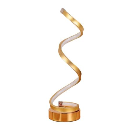 1 stk Spiral LED-sengelampe med 3 lysstyrkefargeendringer, LED-bordlampe/dekorativ belysning for soverom stue (gull)