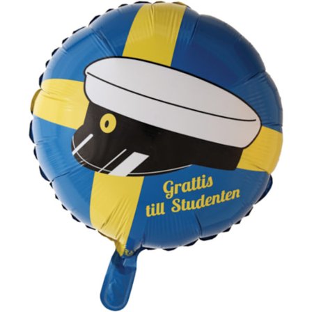 Folieballong för Examensfest - Student 46cm Gul & Blå, för Helium eller Luft, Självförslutande för Studenten Firande, Examen - Student
