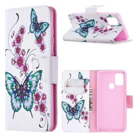 Wonderland Samsung Galaxy A21s Flip Etui - Sommerfugl og Blomster Multicolor