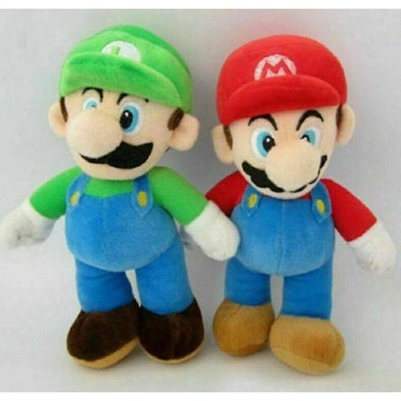 Super Mario Bros Plys Dukke Mario Luigi Blød Plysdyr Teddy Legetøj Gave 25cm-1