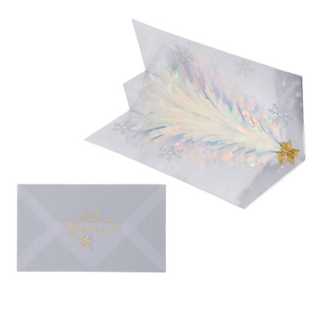 3D Glitter-puu kohokuvioitu foliopainatus ponnahdusikkuna joulukortti sininen