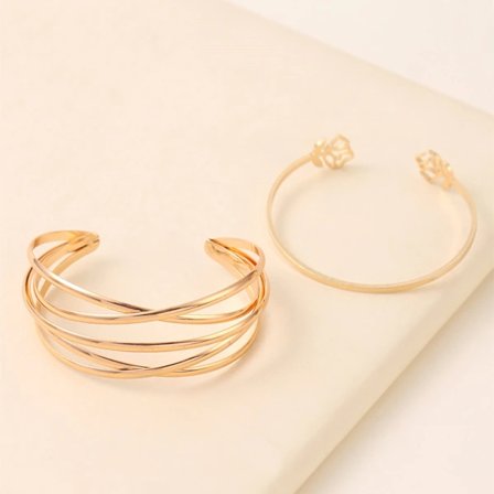 NY-Smyckesset Charm Rose Armband Flerskikts ihålig guld kors öppningsarmband, set med 2