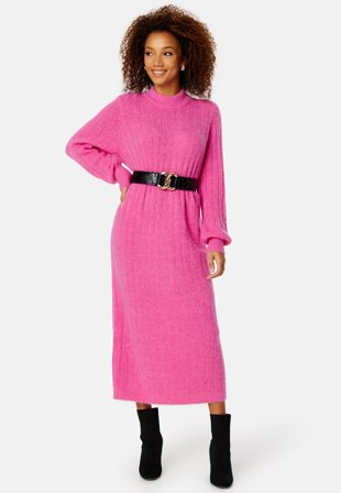 SELECTED Glowie LS Knit O-Neck Dress Phlox Pink Klær