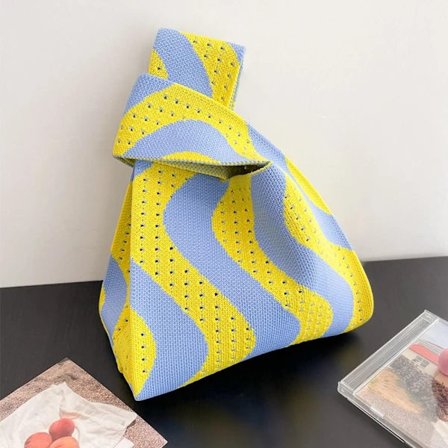 Stickad handväska tygväska 3 3 3