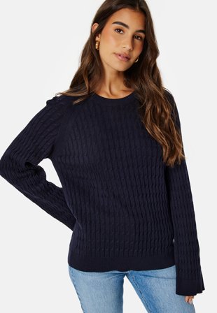 GANT Cable Knit C-Neck Evening Blue Klær