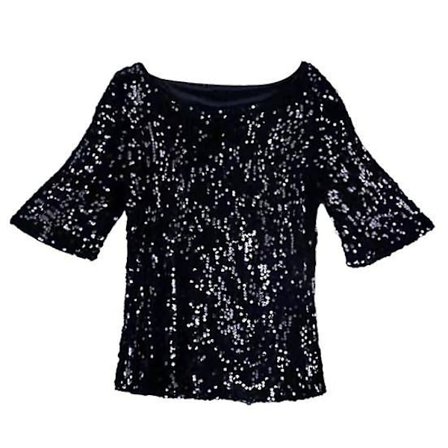 Dame Paillet Top Glitrende T-shirt Stilfuld Komfortabel Halværmet Bluse Streetwear til Sceneoptrædener Hverdagsbrug LGL