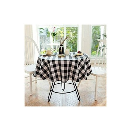 140 cm pyöreä ruudullinen pöytäliina hääpöytään, keittiöön, ruokasaliin, musta KLB