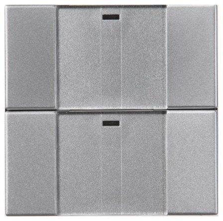 ABB Impressivo 6732-83-500 Tryckknapp 2-polig, trådlös Aluminium, Strömbrytare & vägguttag