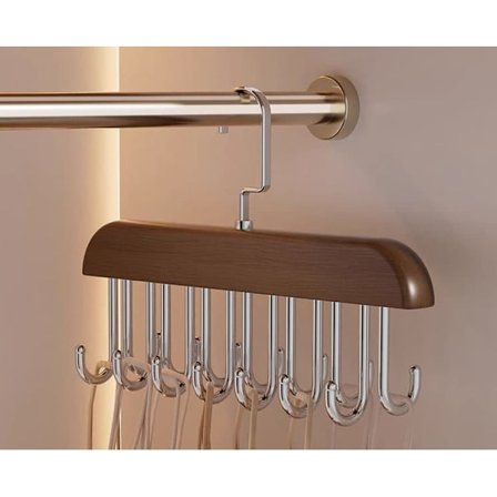 Multifunktionella Klädhängare, Halkfria Multikrokar Kjolar Hängare Träställ, Bältesorganisatör Garderobstillbehör med 16 Krokar_TF_TF