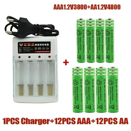 1,2V AA 4800mAh genopladelige NI-MH-batterier+1,2 V AAA 3800 MAh genopladeligt batteri NI-MH-batteri