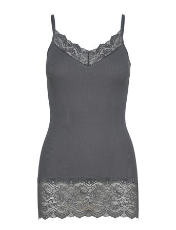 Organic Strap Top W/ Lace Top Ærmeløs Top Grå Rosemunde