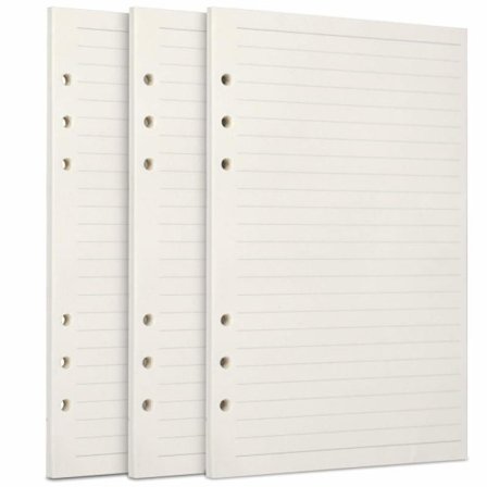A5 Täyttöpaperi 3-pakkaus 100GSM Paksu Täyttöpaperi 6 Reikää 135 Arkkia (270 Sivua) 6 Rengaskansioon Muistikirja Viivoitettu Paperi-FQ-