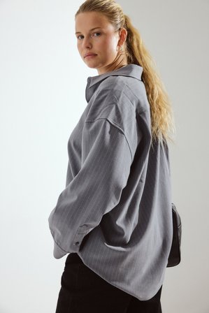 NA-KD Chemise oversize à rayures - Tenue de bureau - Gris,Stripe - EU 38