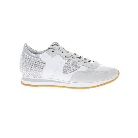 Philippe Model Tropez - sneakers in split leather and nylon with rhinestones Hvid, Dame, Størrelse: 40 EU