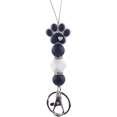 3 kpl Silikonihelmi Koiran Tassu Avaimenperä Kaulanauha, ID-kortinpidike, Söpöt Irrotettavat Kaulanauhat Kynsien Avaimenperä Naisille