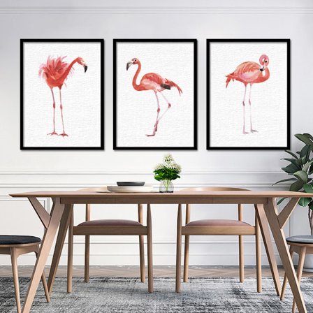 Flamingo Vægkunst Lærredstrykplakat, Enkelt Mode Vandfarve Kunsttegning Dec