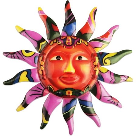 Metall Sol Veggkunst Dekor Fargerik Metall Sol Ansikt for Stue