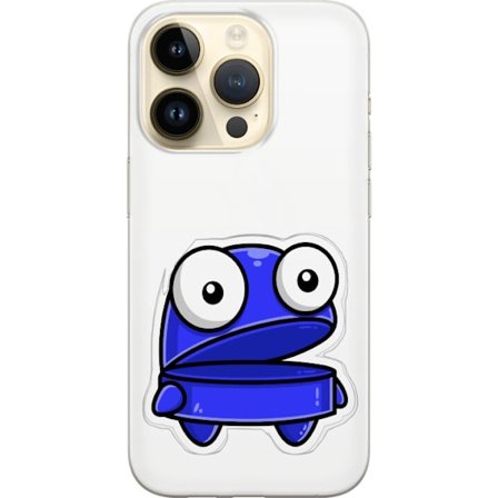 Kompatibelt Mobildeksel til Apple Apple iPhone 15 Pro Blå tegnefilmfigur med åpent uttrykk og store øyne i morsom illustrasjon