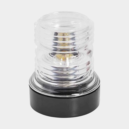 Lampa kotwiczna do montażu na szczycie, 12 V, 360°, plastik, 76 x Ø67 mm, biała, do łodzi < 7 metrów + żarówka halogenowa - Jachtowa