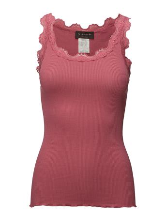 Silk Top W/ Lace T-shirts & Tops Sleeveless Rosa Rosemunde*Betinget Tilbud