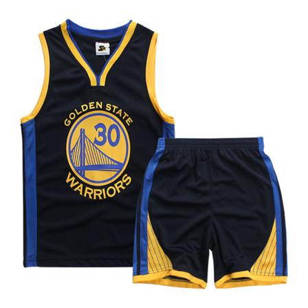 Stephen Curry No.30 Koripallopaita Set Warriors Uniform lapsille ja teini-ik isille Black M (130-140CM)