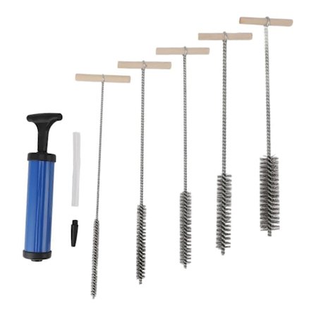 Putkenpuhdistusharjasetti 8mm 12mm 16mm 20mm 25mm puhaltimella, poranreiän puhdistusharja putkien puhdistukseen