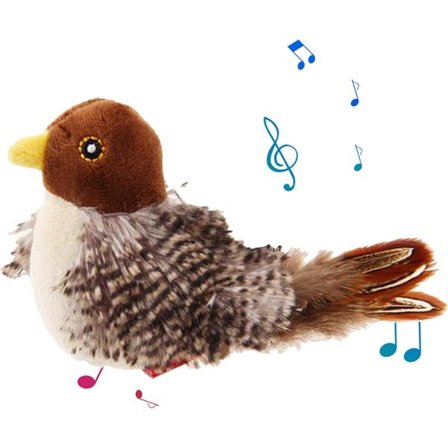 Simulert fugl katteleketøy med realistisk lyd og bevegelse, morsomt og stimulerende fuglelektoy for katter for innendørs katter