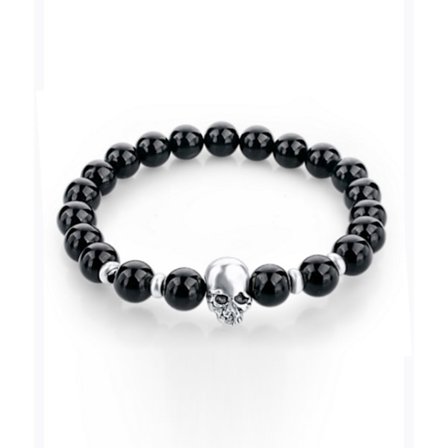 Trendy Skull Skull Armbånd Black Stone Perler