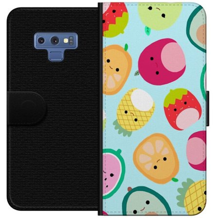 Kompatibelt Lommeboketui til Samsung Galaxy Note9 Mønster av kawaii-frukter som jordbær sitron ananas og avocado på lyseblå bakgrunn