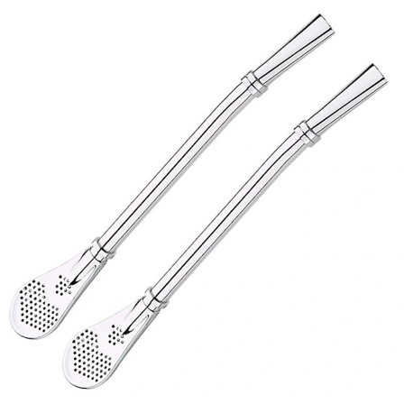 (pow yeah!) 2 stk. kreative rustfrie varme drikke sugerørsfiltre håndlavede Yerba Mate Tea Bombilla Gourd vaskbart praktisk teværktøj