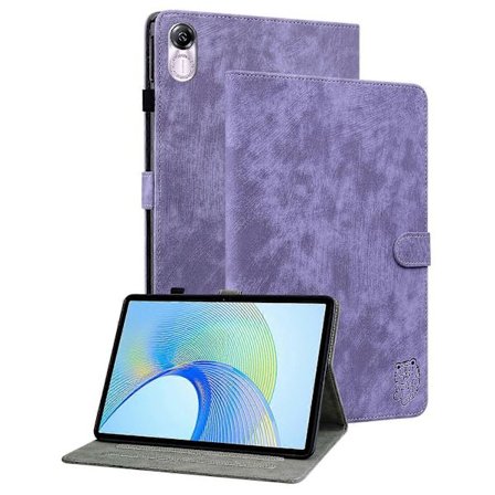 Fodral för Honor Pad X8 Pro Pad X9, sött tiger-tryck, PU-läder, stativ, surfplatta, lila