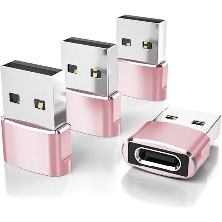 USB till USB-C Adapter 4-pack, Typ C Hona till A Hane Laddningskabelkonverterare för Apple iWatch 8 7, Mac, iPhone 12 13 14 15 Max Pro, Airpods