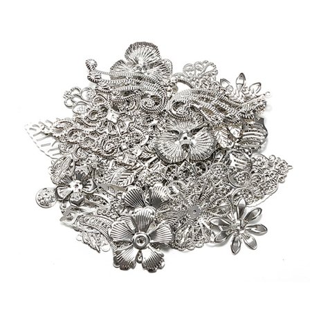 50 g/parti blandet metal blomsterblade filigran wraps Connectors Pen