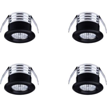 Set 4 mini upotettavaa LED-kohdevaloa, 3 W, lämmin valkoinen musta