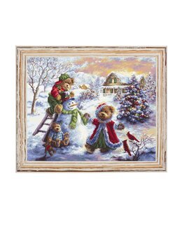 Broderikit Billede Leg i sneen - LetiStitch