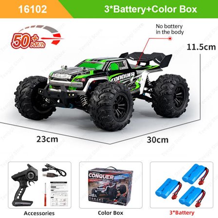 Teeggi 16101 /16102 PRO 1:16 High Speed ​​RC Car LED Light Drift 70KM/H 4WD RC Off-Road Car Monster Truck -lelu lasten lahjoihin