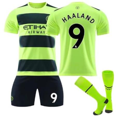Manchester City 22/23 Ny sæson Børnefodboldtrøje Haaland #9 12-13 år
