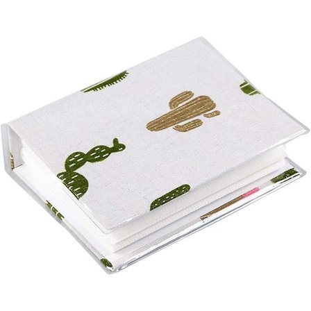 Stoffalbum med 100 lommer for bilder, oppbevaringsboks for bilder i størrelse 4x6 med klar plastbeskytter (kaktus)
