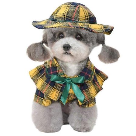 Hundeklær Høst Og Vinter Ny Hundeskjorte Gul Rutete