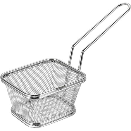 Airfryer-kurv i rustfritt stål (4" x 3,5"), rektangulær chips-nettkurv, non-stick airfryer-bakeplate